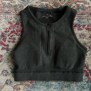 Aerie Black Zip-Front Women's Sports Bra-Medium